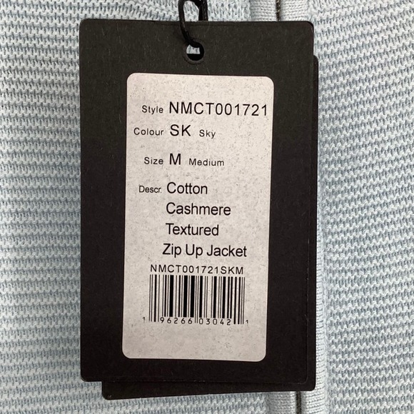 NEW! NAADAM Sz Medium Blue Cotton Cashmere Textured Zip Up Jacket $450 msrp J-18 - Picture 10 of 11